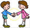 男の子と女の子が仲良く握手しているイラスト