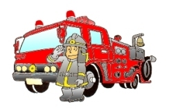 消防車と消防士のイラスト