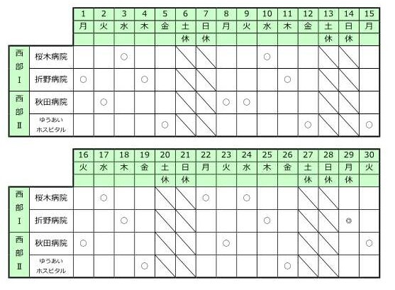徳島県精神科救急医療システム輪番表（令和6年4月分）